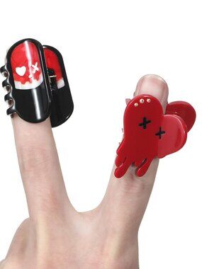 Halloween Mini Hair Clips Claws Heart & Pill - New in box